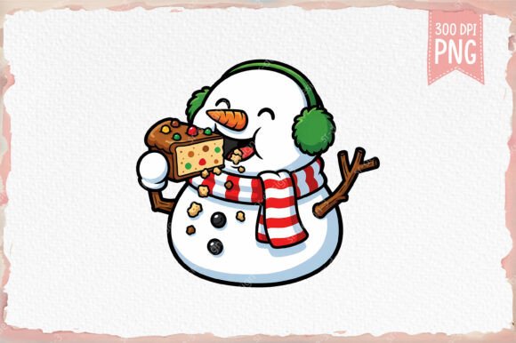 Download Funny Snowman Eating Fruitcake PNG - Premium Resources