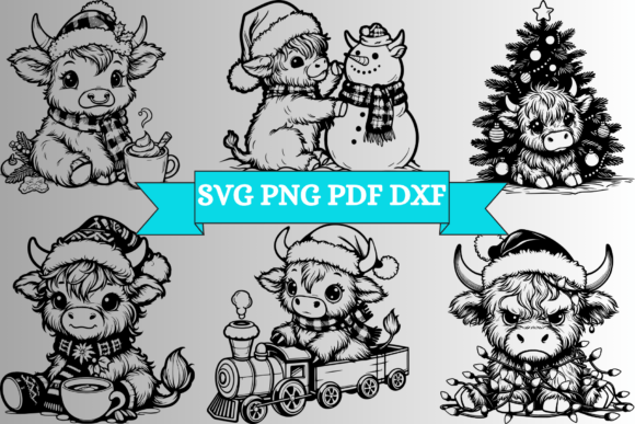 Download Highland Cow Christmas SVG PNG Files - Highland cow christmas svg Collection