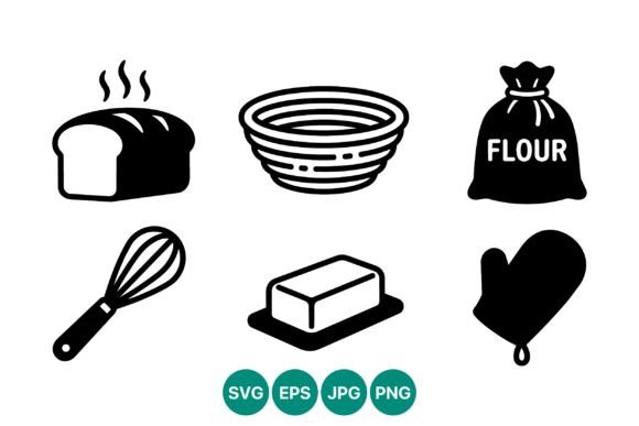 Download Baking Icons Black and White Set - Premium Resources
