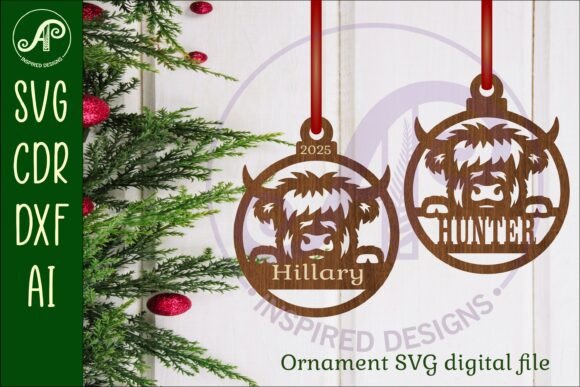 Download Highland Cow Christmas Ornament SVG - Premium Resources